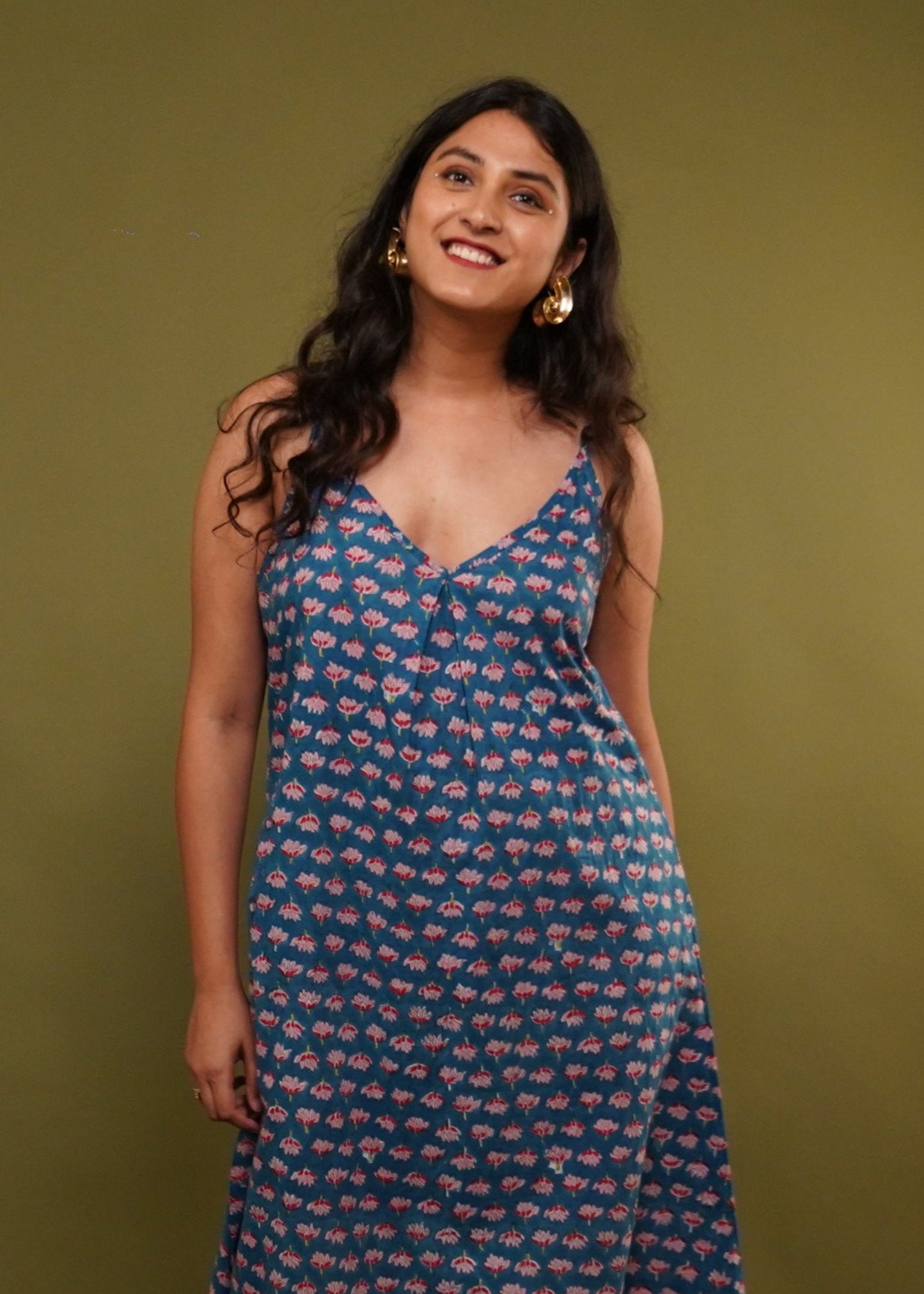 Blue Lotus Sleeveless Dress