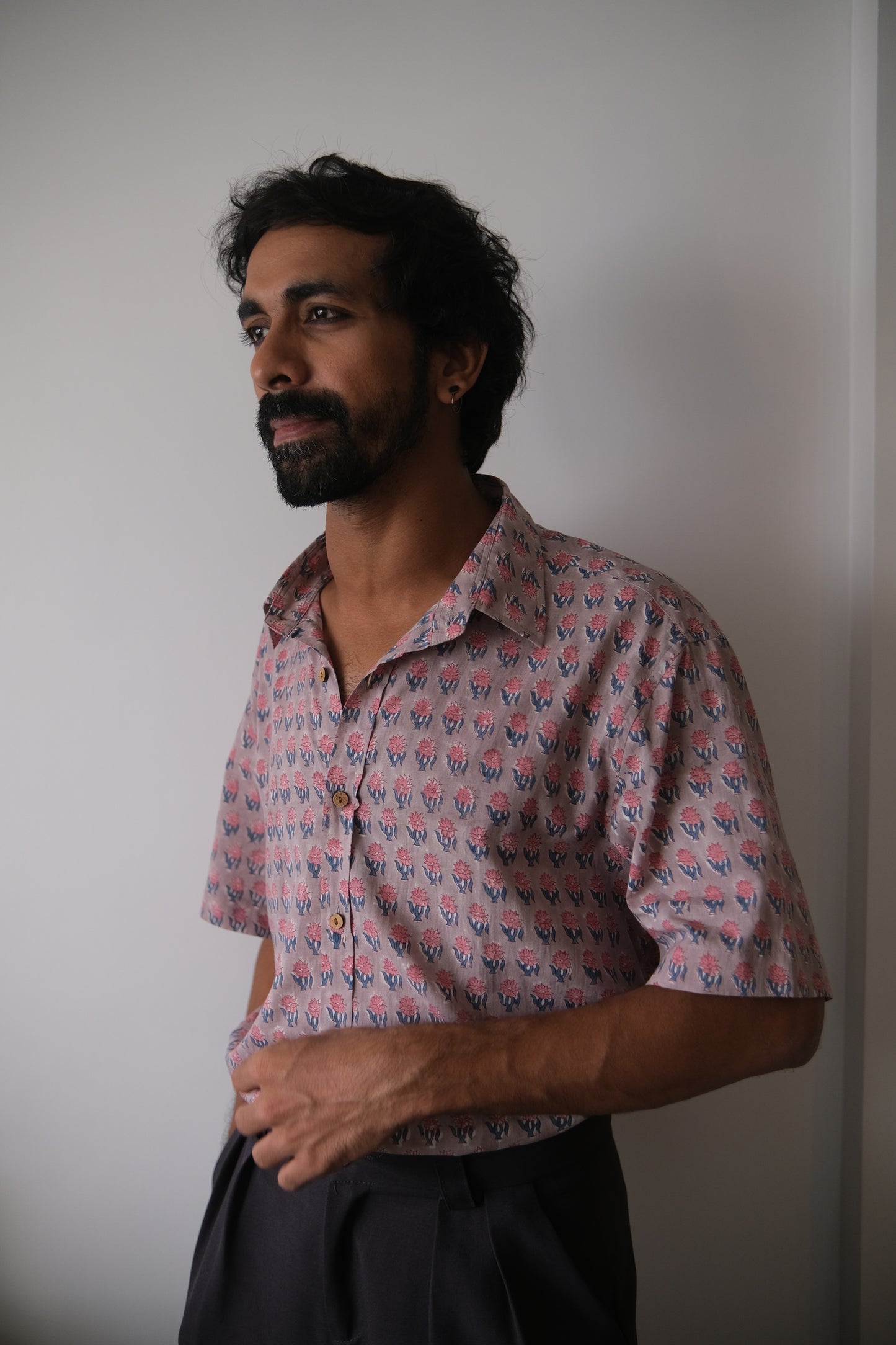 Mauve Dahlia Half Sleeve Shirt