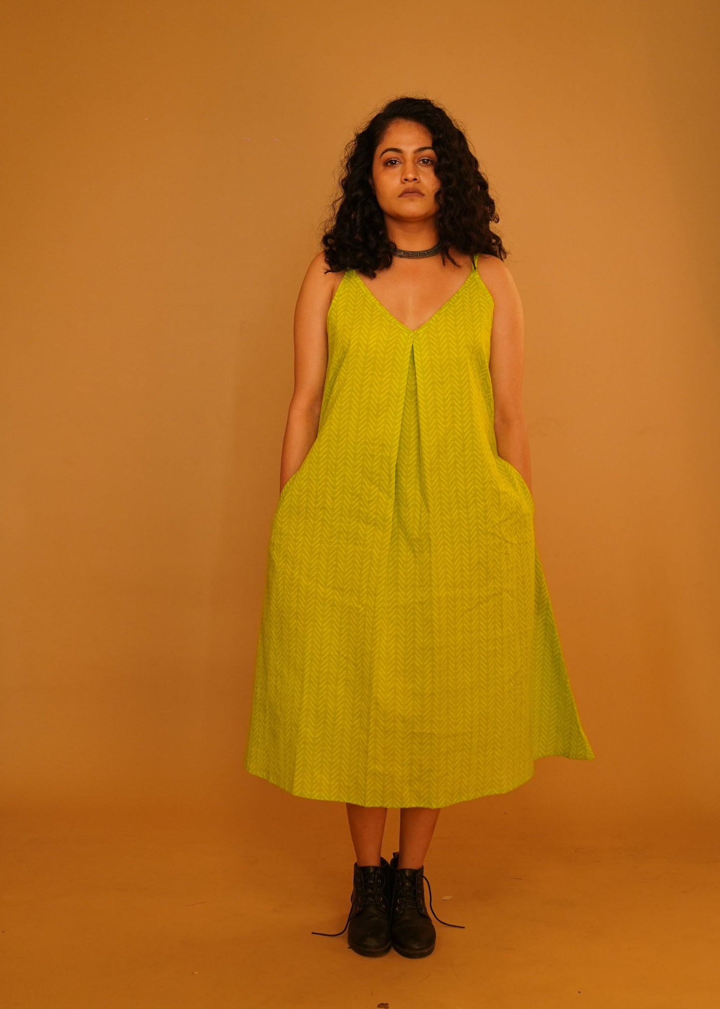 Neon Wheatgrass Sleeveless Dress