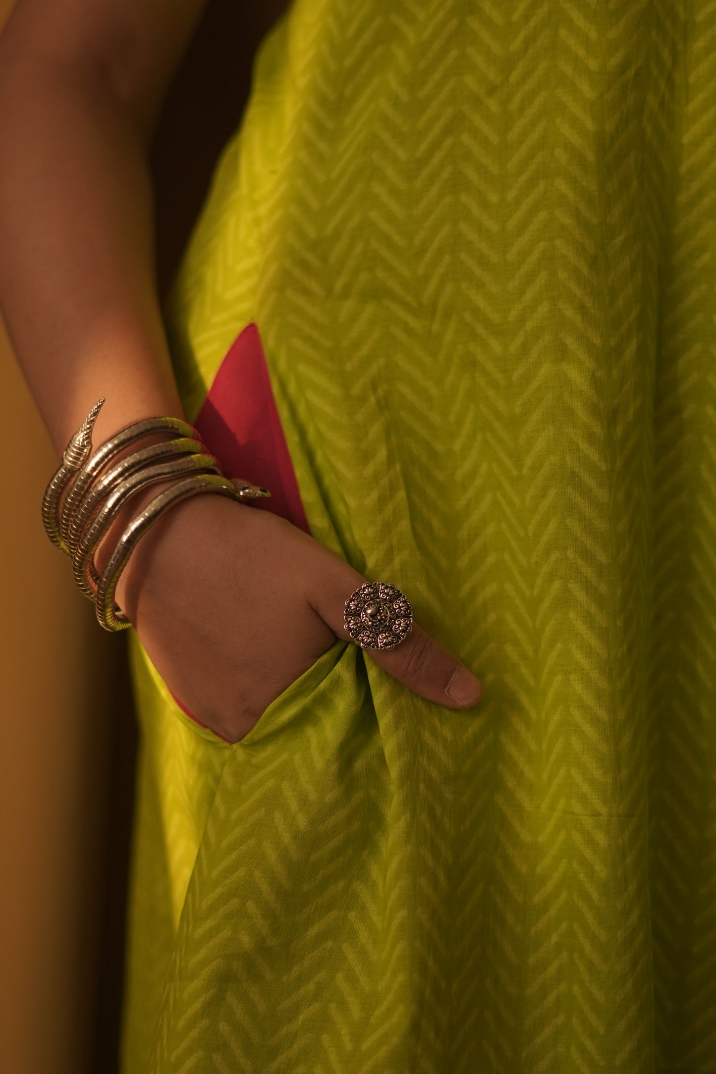 Neon Wheatgrass Sleeveless Dress