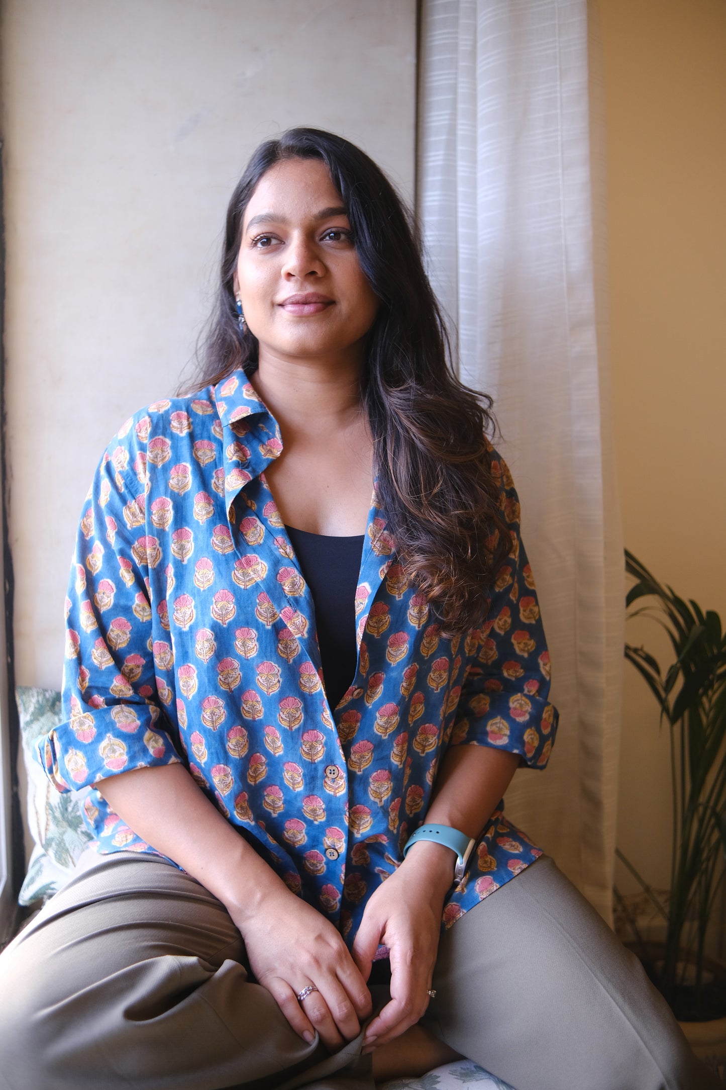 Blue Hibiscus Box Fit Shirt