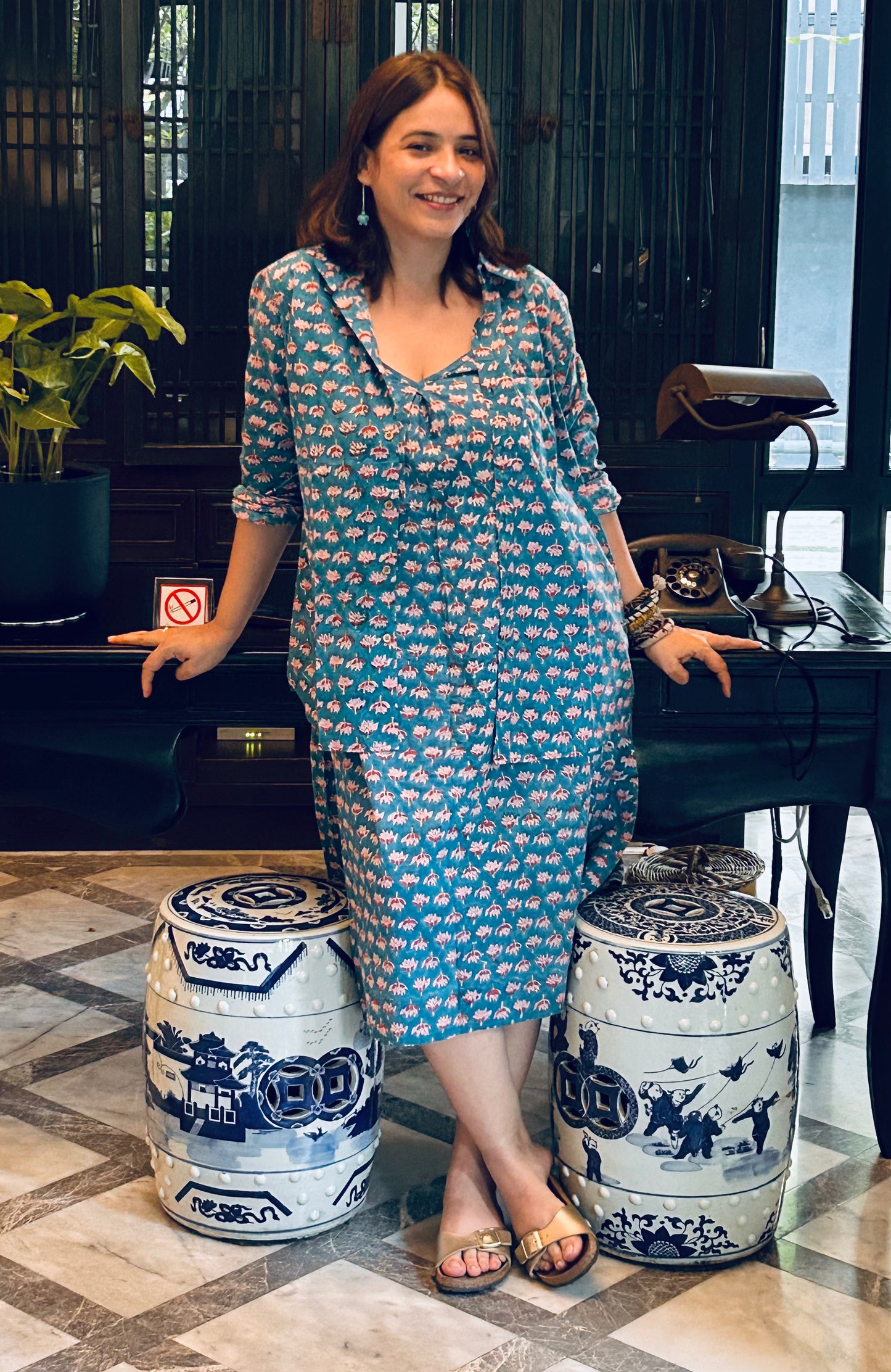 Blue Lotus Sleeveless Dress