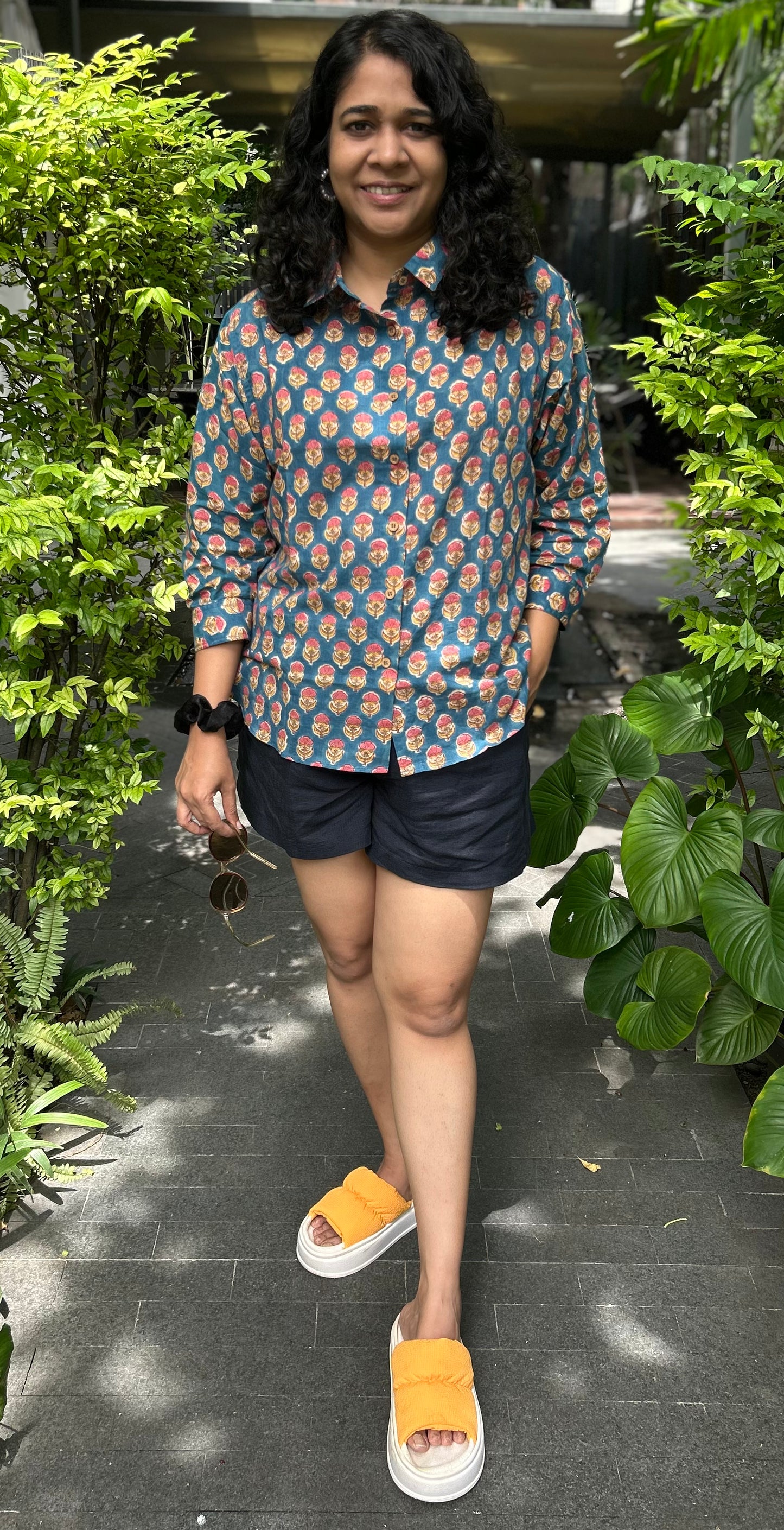 Blue Hibiscus Box Fit Shirt