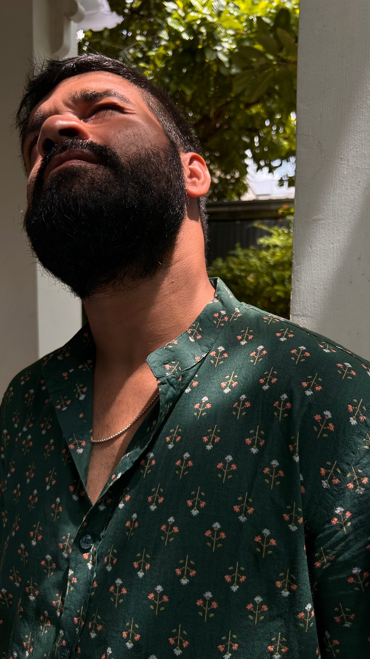 Evergreen Booty Half Sleeve Chinese Collar Shirt