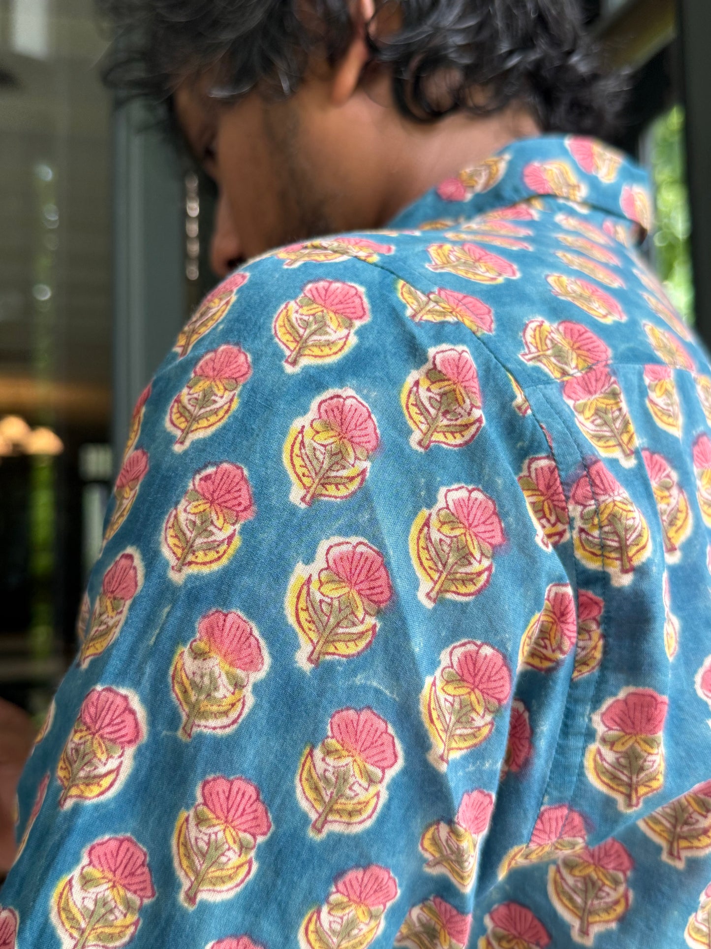 Blue Hibiscus Box Fit Shirt