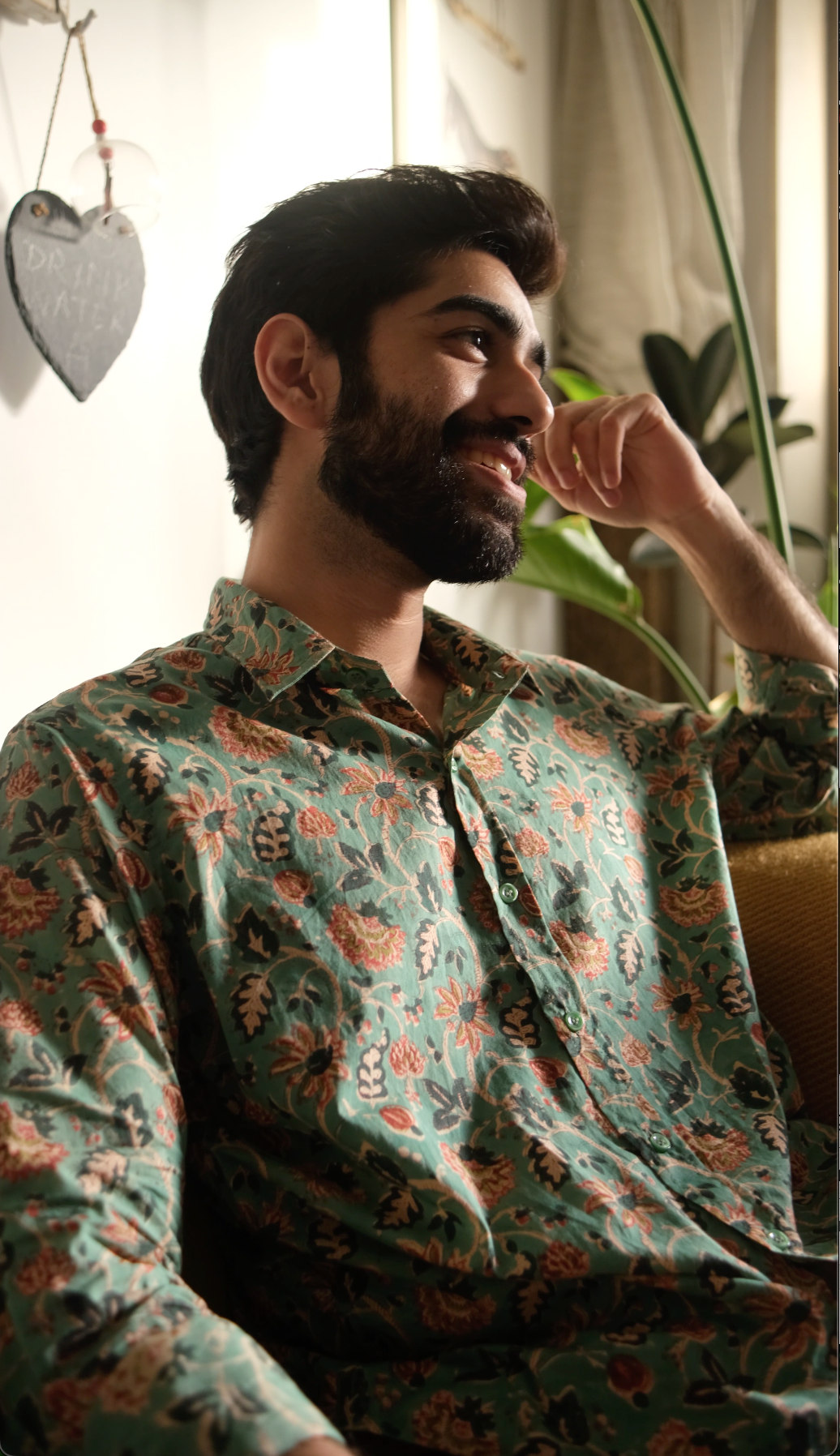 Green Bouquet Slim Fit Full Sleeve Shirt